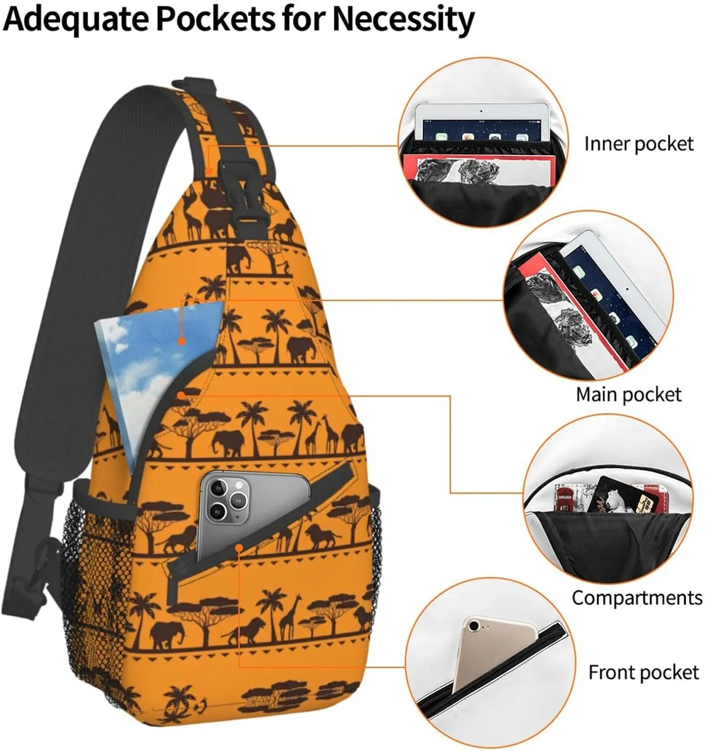 Adorable Sloth Crossbody Bag Chest Shoulder Bag Small Casual Backpack Suitable For Women Men Hiking