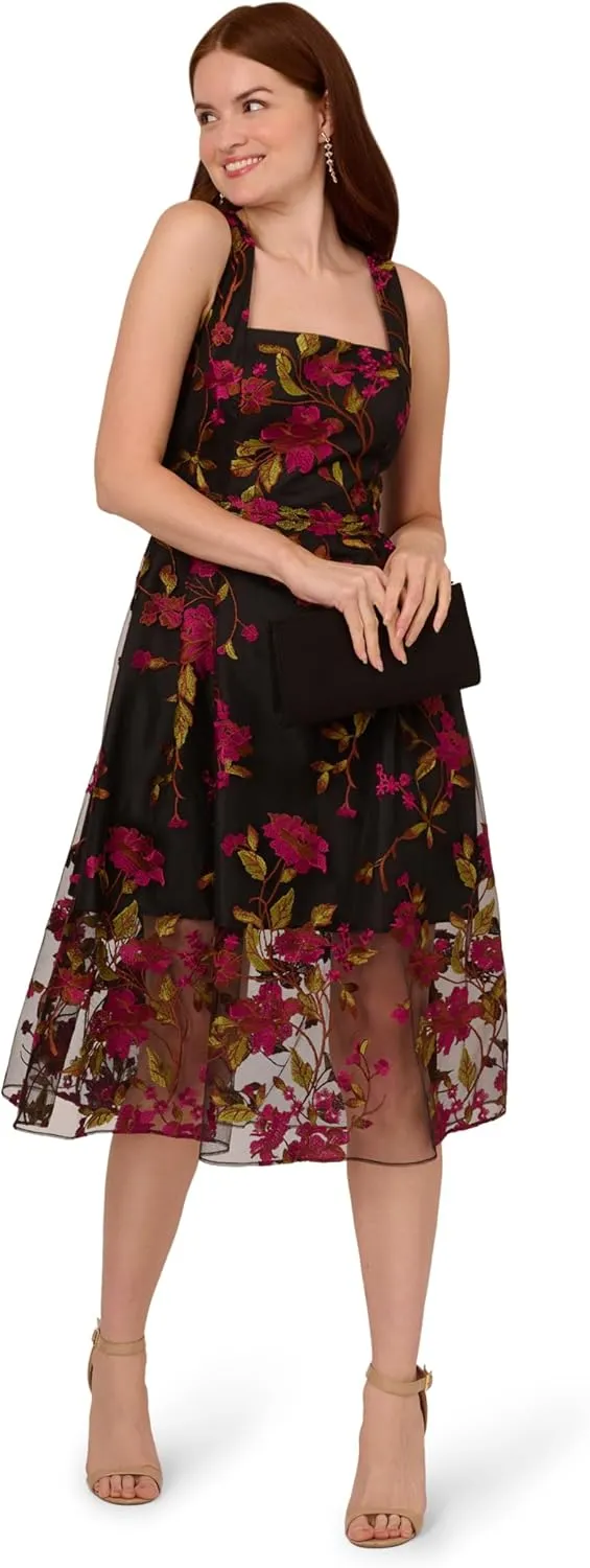Adrianna Papell Women's Embroidered Midi Dress