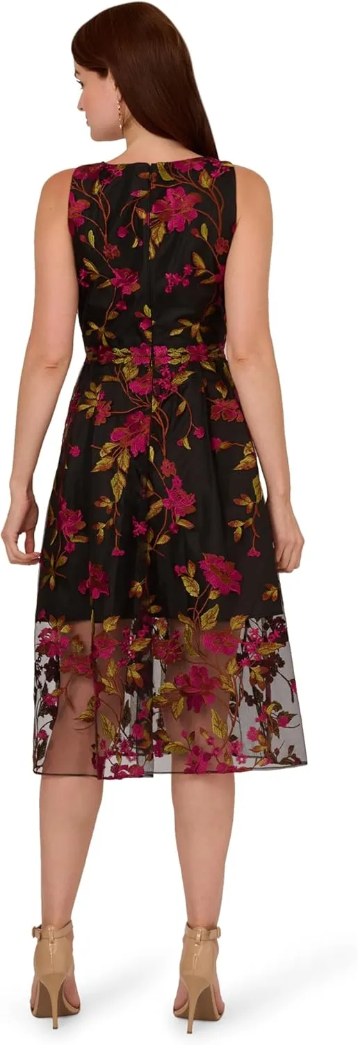 Adrianna Papell Women's Embroidered Midi Dress