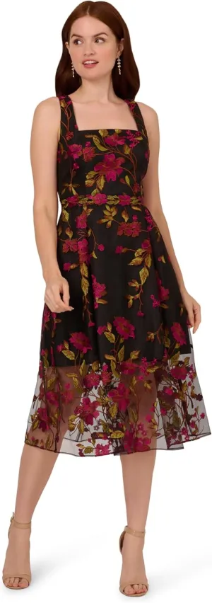 Adrianna Papell Women's Embroidered Midi Dress