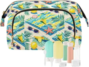Aesthetic Makeup Bag Travel-Friendly Quilted Organizer with Wide-open Access