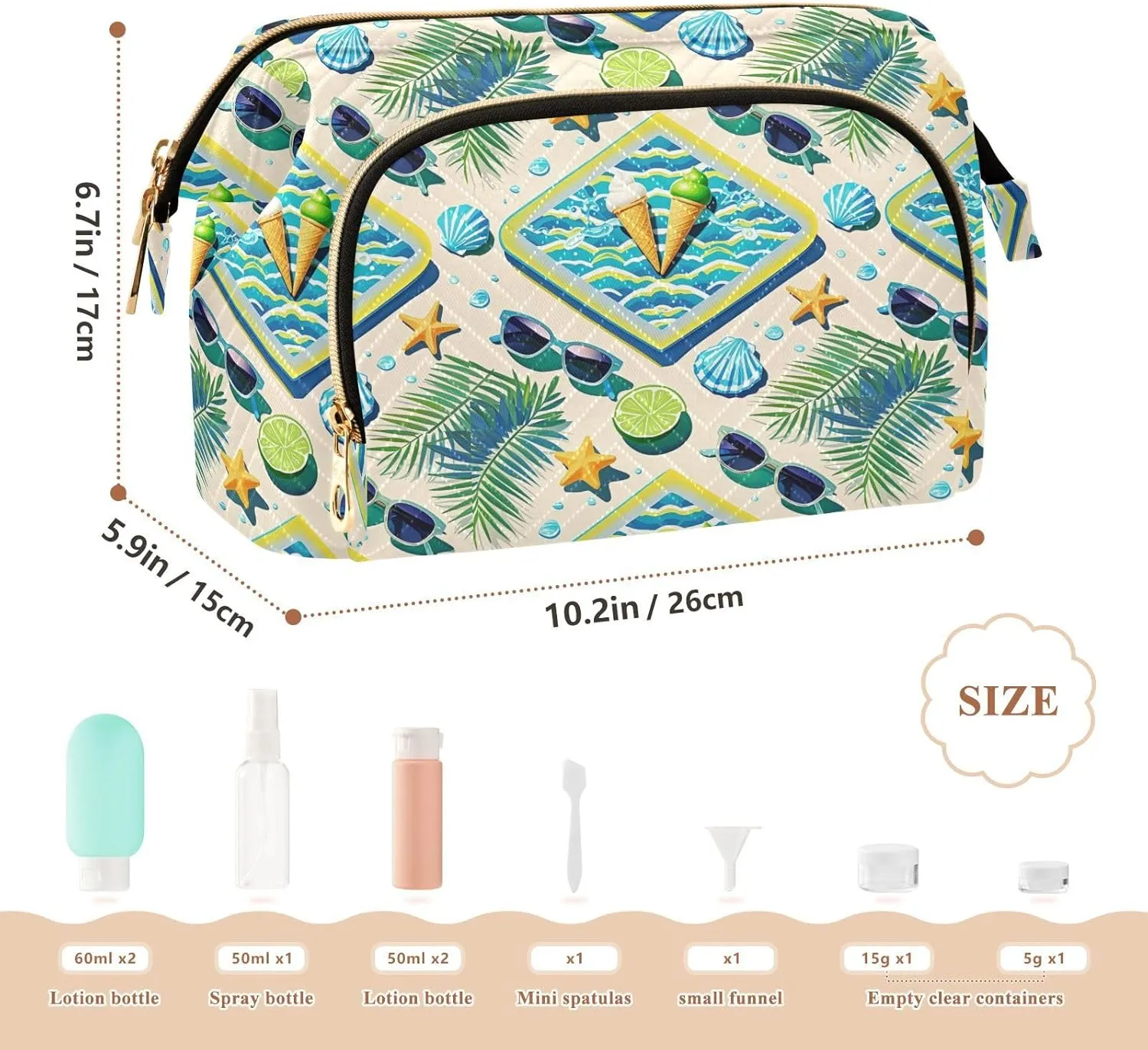 Aesthetic Makeup Bag Travel-Friendly Quilted Organizer with Wide-open Access