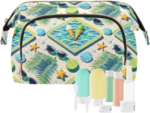 Aesthetic Makeup Bag Travel-Friendly Quilted Organizer with Wide-open Access
