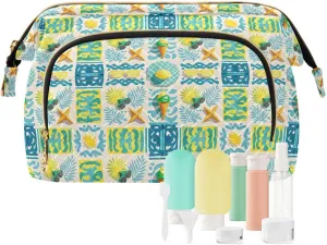 Aesthetic Makeup Bag Travel-Friendly Quilted Organizer with Wide-open Access