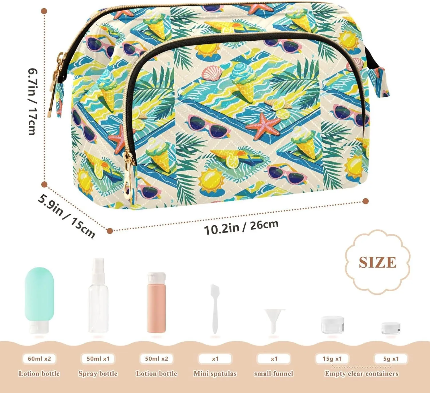 Aesthetic Makeup Bag Travel-Friendly Quilted Organizer with Wide-open Access