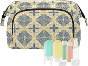 Aesthetic Makeup Organizer Pouch Quilted Travel Bag with Wide-open Design