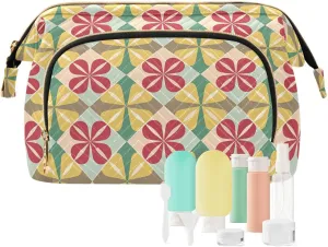 Aesthetic Makeup Organizer Pouch Quilted Travel Bag with Wide-open Design