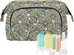 Aesthetic Makeup Organizer Pouch Quilted Travel Bag with Wide-open Design