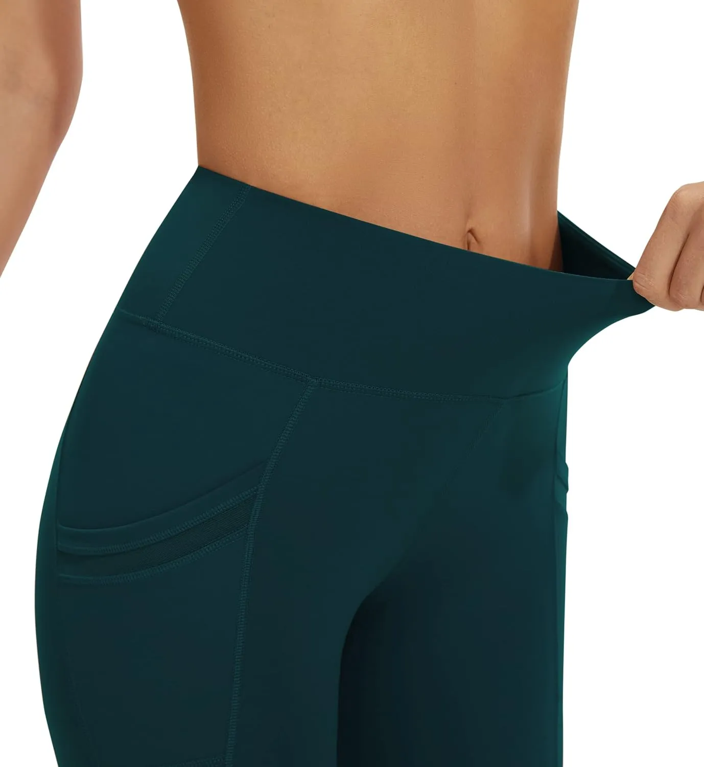 AFITNE Women’s High Waist Mesh Yoga Leggings with Side Pockets, Tummy Control Workout Squat-Proof Yoga Pants