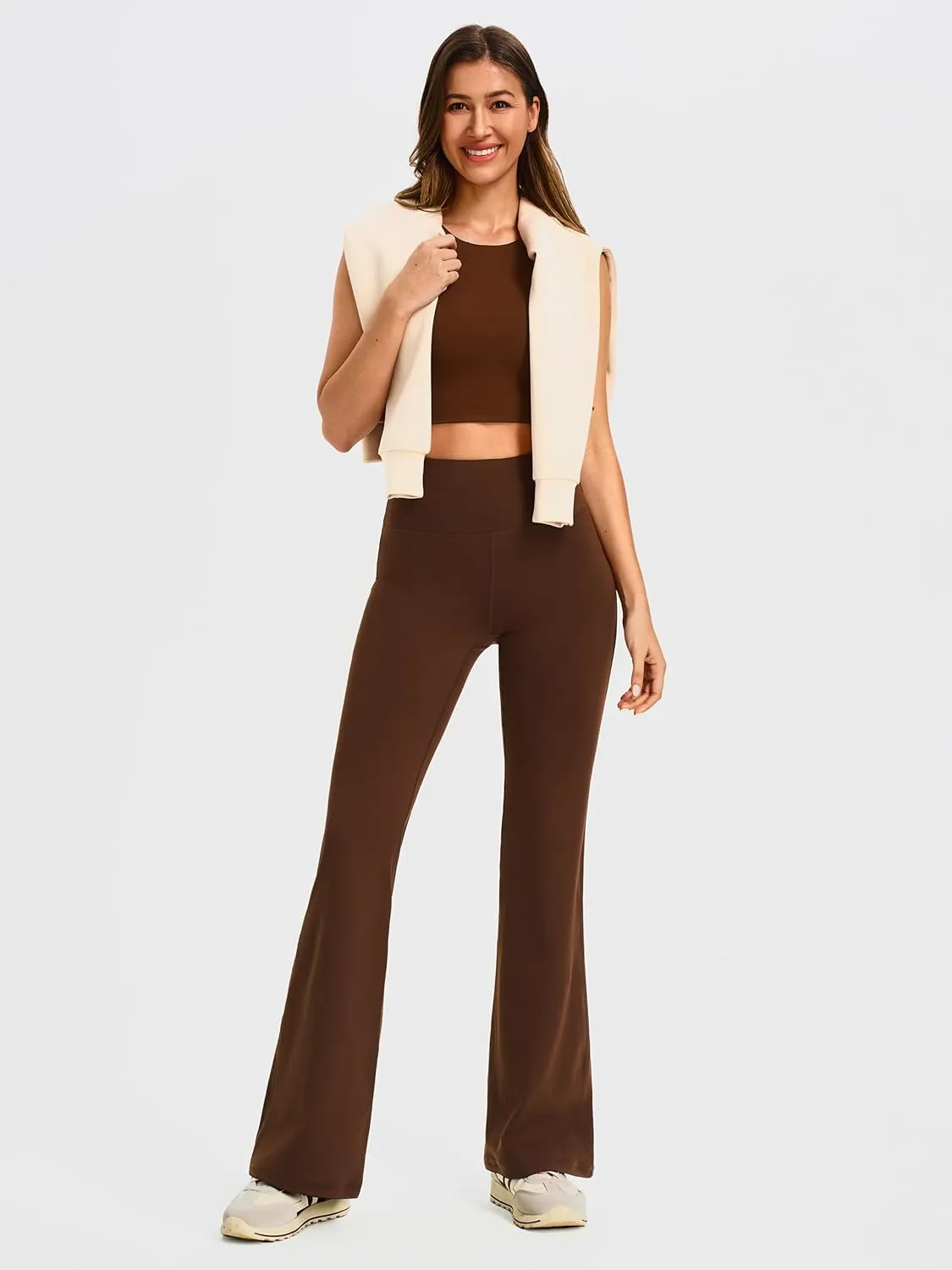 AFITNE Women's Yoga Pants Wide Leg Workout Leggings Flare Casual Lounge Pants with Pockets High Waist and Tummy Control