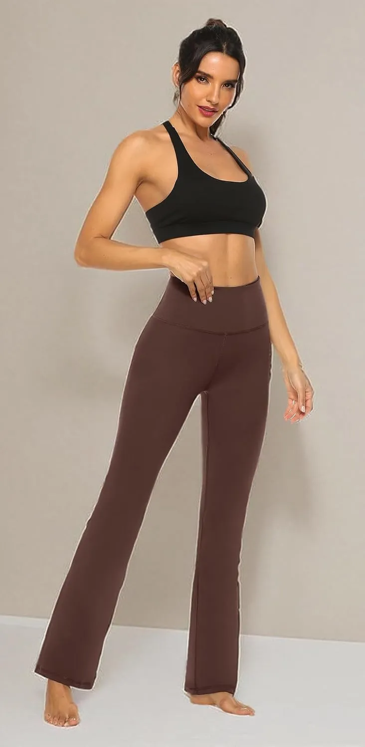 AFITNE Women's Yoga Pants Wide Leg Workout Leggings Flare Casual Lounge Pants with Pockets High Waist and Tummy Control