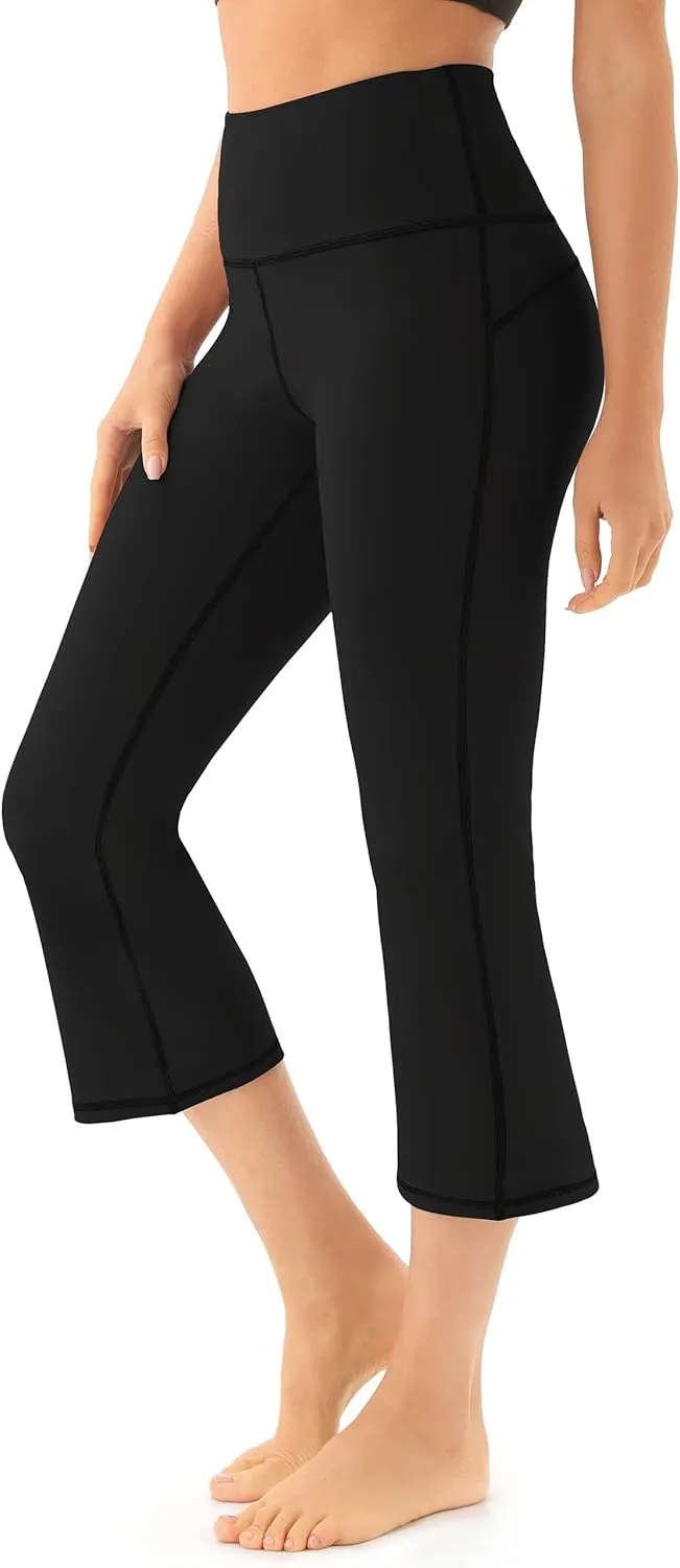 AFITNE Women's Yoga Pants Wide Leg Workout Leggings Flare Casual Lounge Pants with Pockets High Waist and Tummy Control