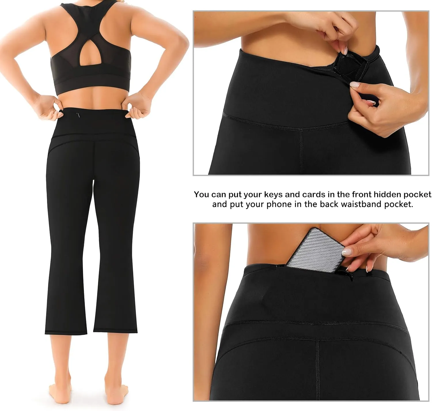 AFITNE Women's Yoga Pants Wide Leg Workout Leggings Flare Casual Lounge Pants with Pockets High Waist and Tummy Control