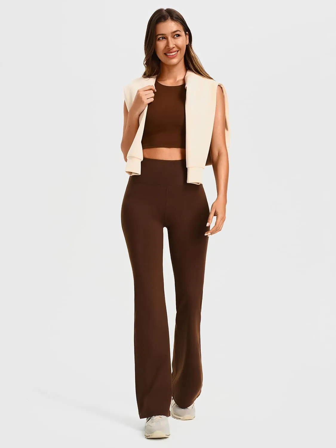 AFITNE Women's Yoga Pants Wide Leg Workout Leggings Flare Casual Lounge Pants with Pockets High Waist and Tummy Control