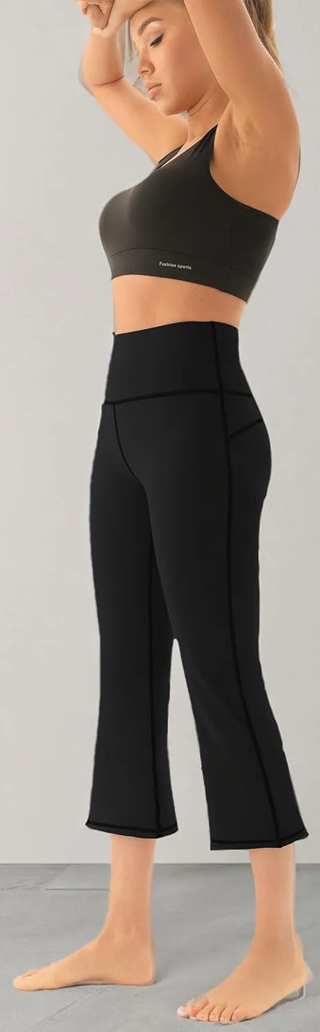 AFITNE Women's Yoga Pants Wide Leg Workout Leggings Flare Casual Lounge Pants with Pockets High Waist and Tummy Control