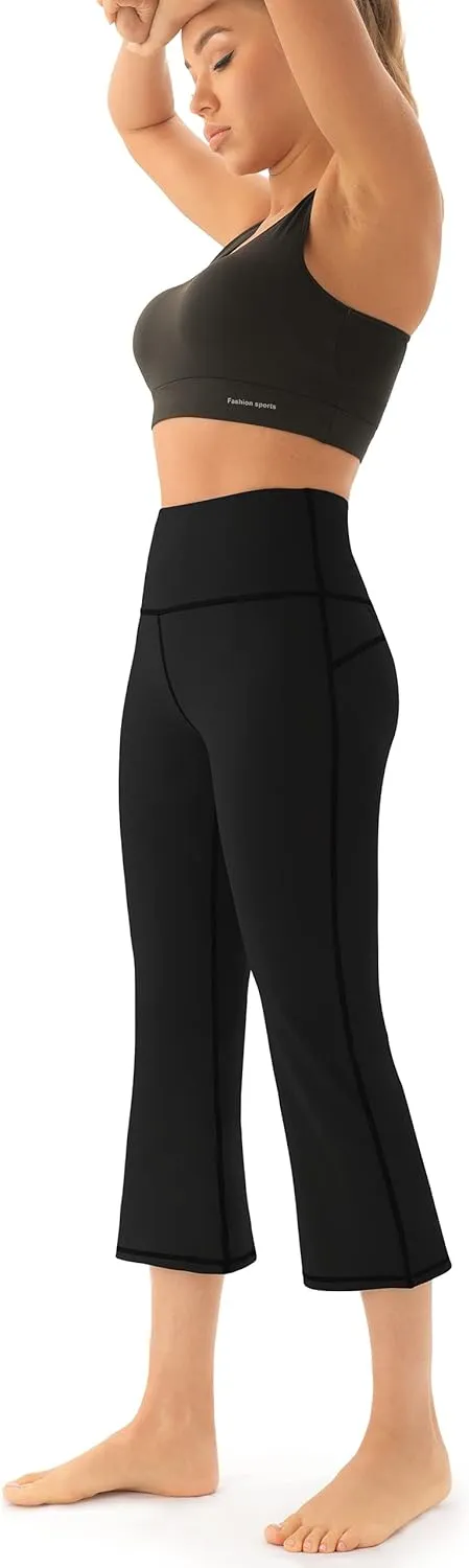 AFITNE Women's Yoga Pants Wide Leg Workout Leggings Flare Casual Lounge Pants with Pockets High Waist and Tummy Control