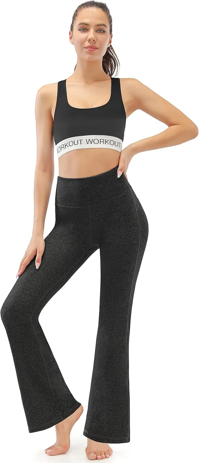 AFITNE Women's Yoga Pants Wide Leg Workout Leggings Flare Casual Lounge Pants with Pockets High Waist and Tummy Control