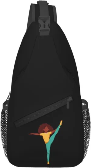 African American Man Practicing Yoga Crossbody Bags For Women Men Chest Backpack Gym Shoulder Bag Travel Outdoor Sports Casual Crossbody Bags