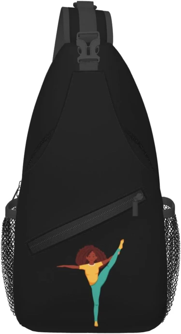 African American Man Practicing Yoga Crossbody Bags For Women Men Chest Backpack Gym Shoulder Bag Travel Outdoor Sports Casual Crossbody Bags