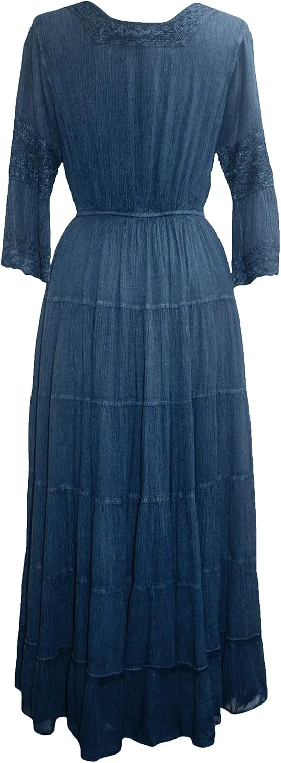 Agan Traders Women's 2025 Spring Vintage Medieval High-Low Tiered Long Sleeve Formal Dress Gown
