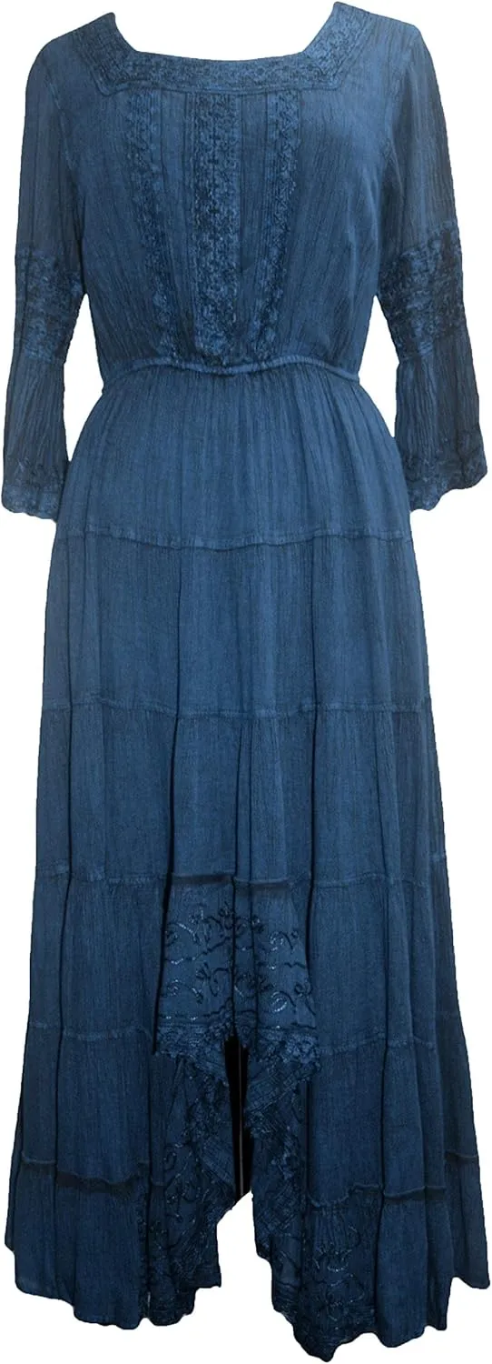 Agan Traders Women's 2025 Spring Vintage Medieval High-Low Tiered Long Sleeve Formal Dress Gown