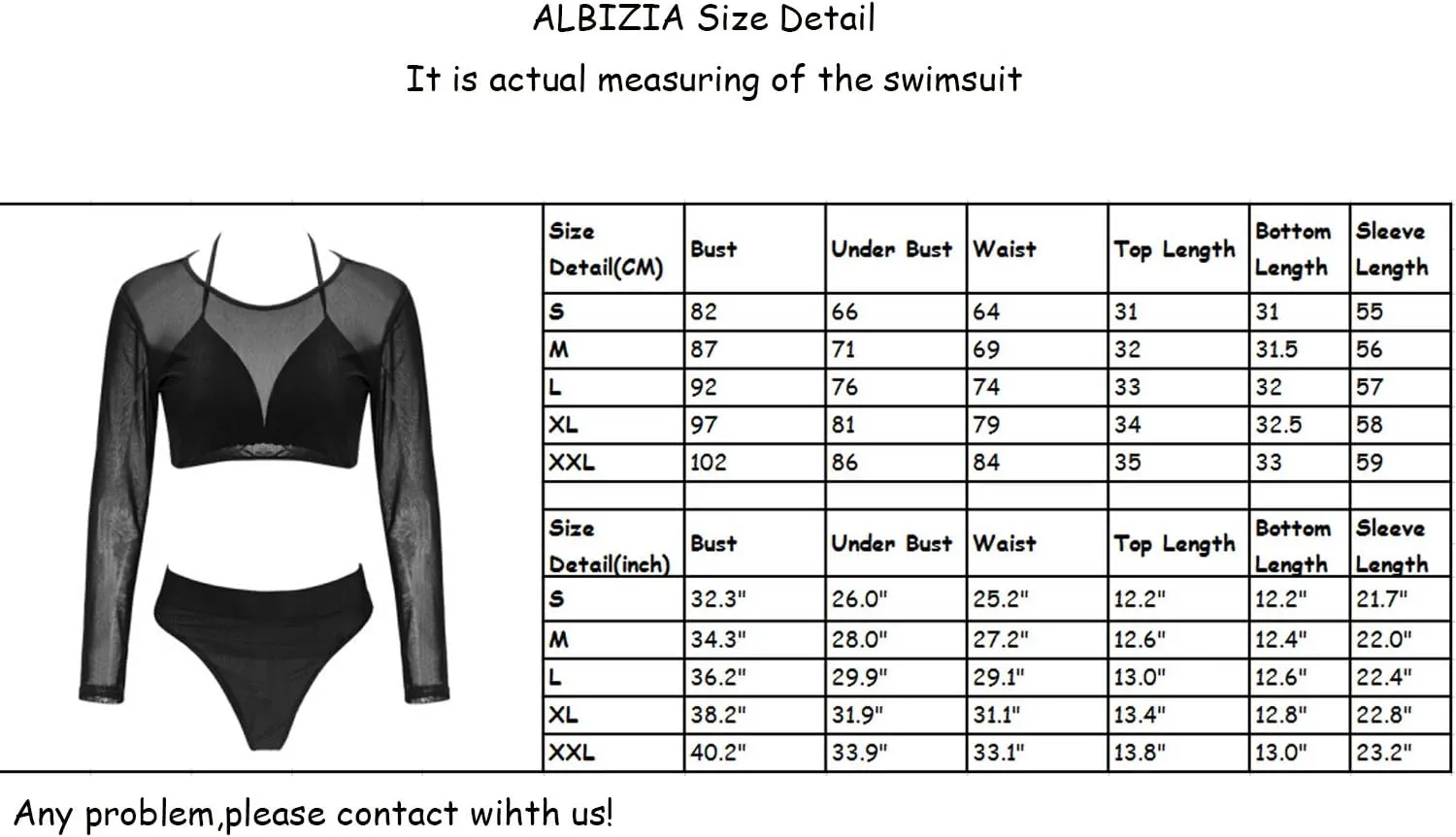 ALBIZIA Women's Triangle High Waist Bikini Set Swimsuit with Mesh Cover up High Cut Swimwear