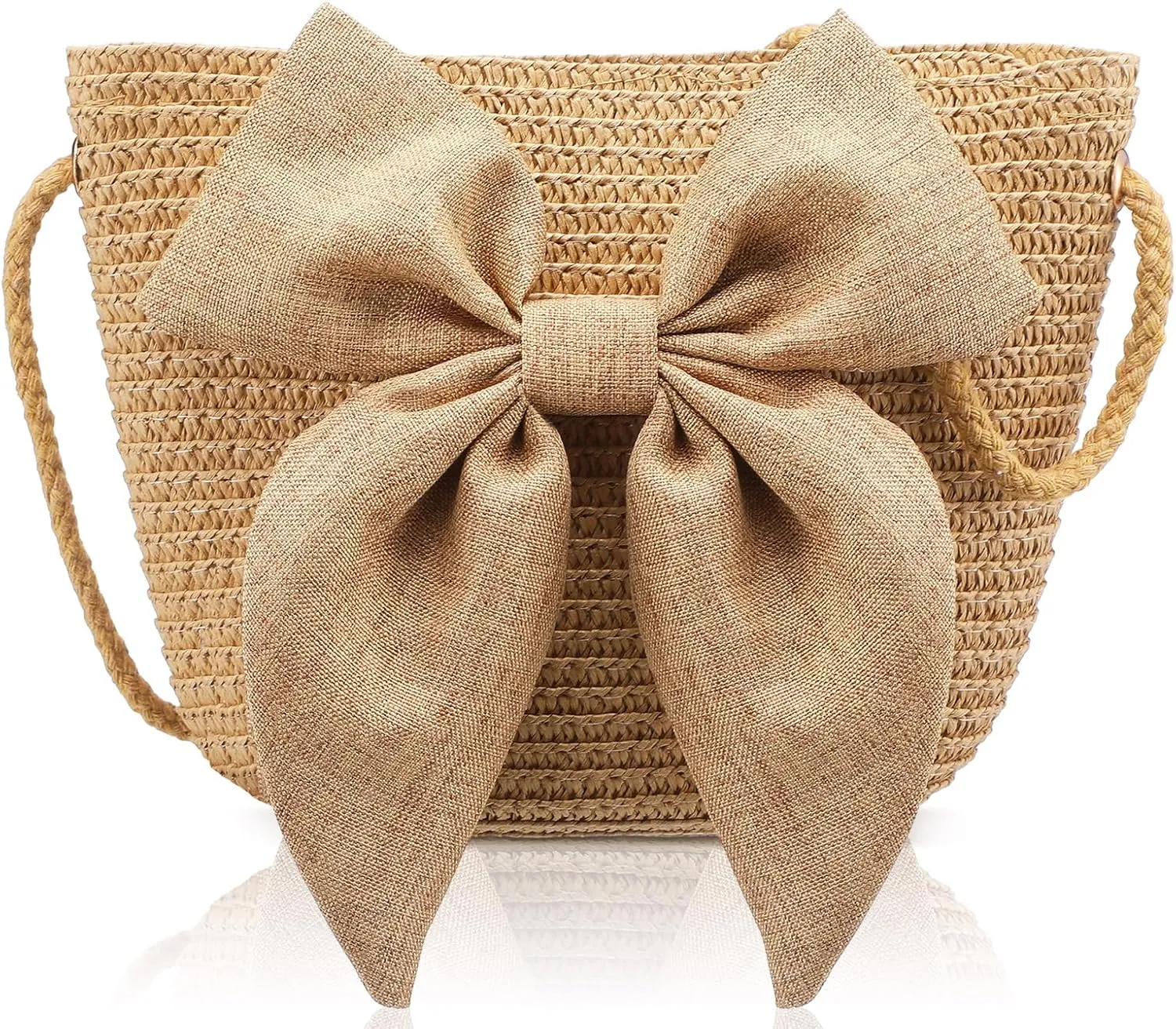 Aliceset Womens Straw Bags Summer Crossbody Shoulder Bags with Big Bow Pocketbook for Women Summer Beach Parties Wedding Travel