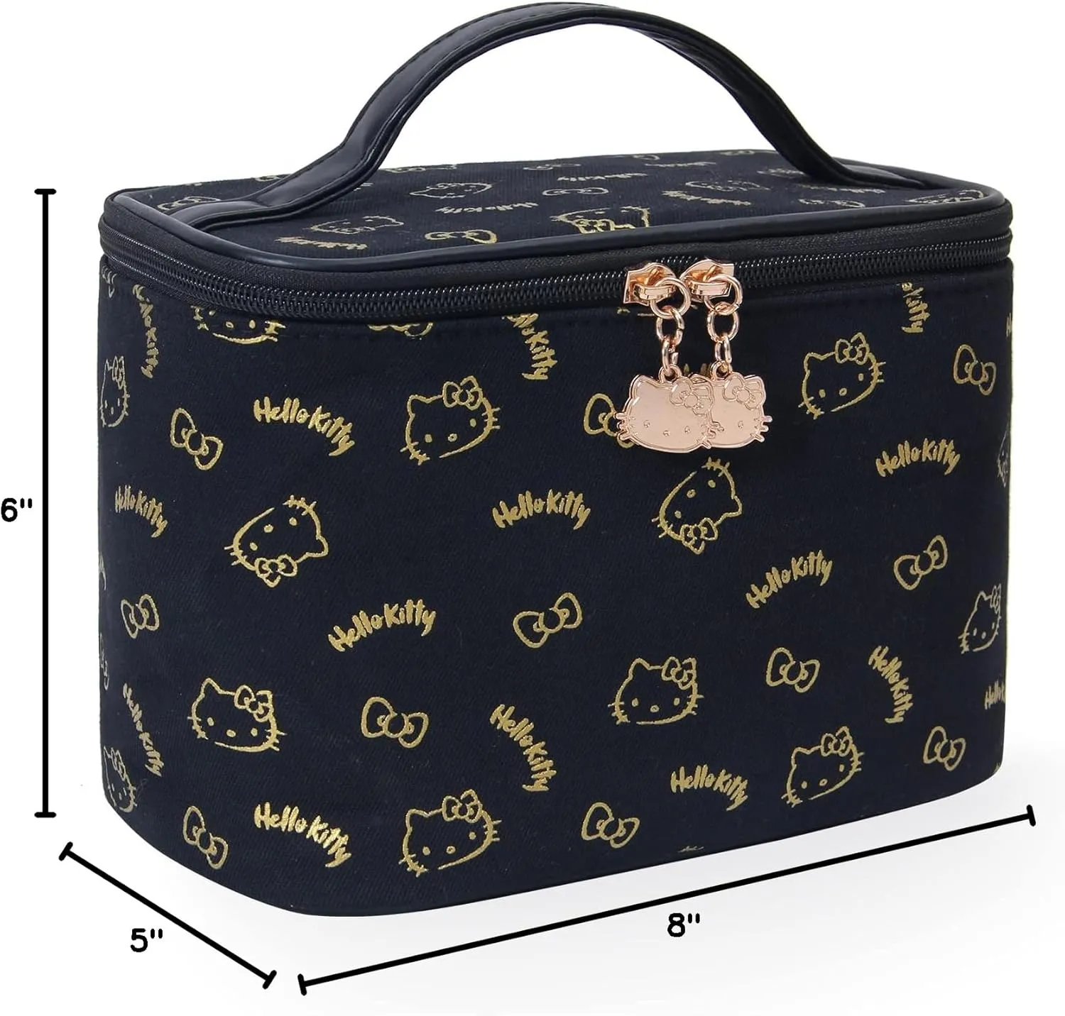 AmBealla Make up Bag Travel Cosmetic Bags Brush Holder Zipper Pouch Case Organizer Cute Organizer Suitable for Purse for Women (Black Bucket Bag)