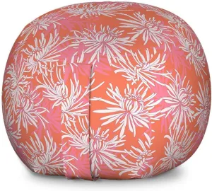Ambesonne Floral Storage Toy Bag Chair, Hand Drawn Interpretation of Chrysanthemum Flowers, Stuffed Animal Organizer Washable Bag, Large Size, Burnt Sienna Pink