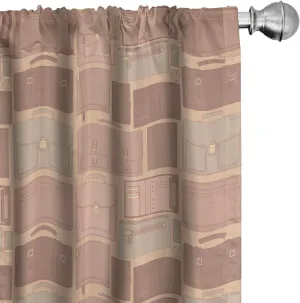 Ambesonne Retro Curtains, Travel Work Theme with Leather Bags Accessories Wallet Suitcase Purse, Window Treatments 2 Panel Set for Living Room Bedroom, Pair of - 28" x 95", Pale Salmon Mauve Taupe