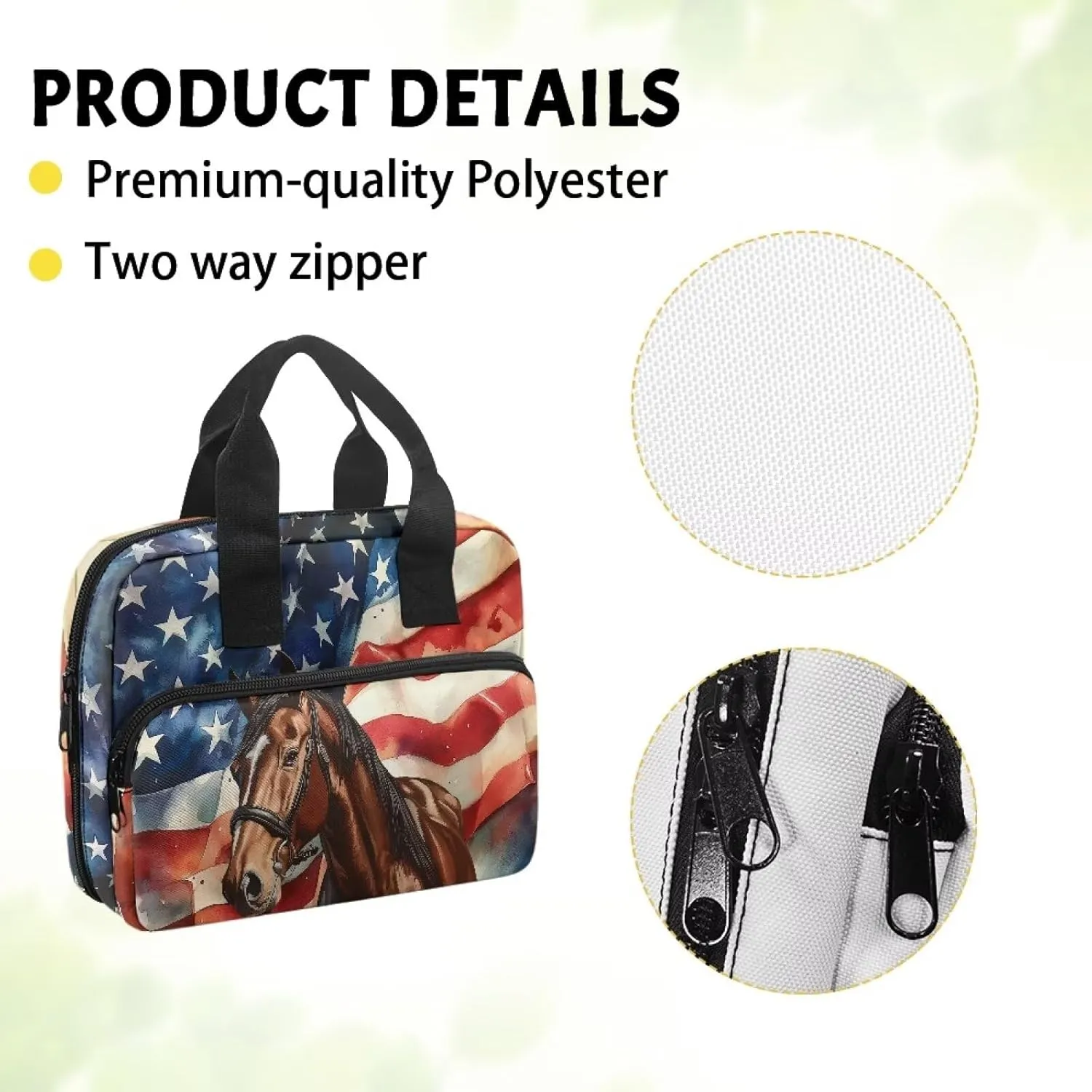 American Flag Horse Bible Cover for Women Bible Case Men Bible Book Cover with Handle Stylish Bible Carrying Case for Traveling and Hiking