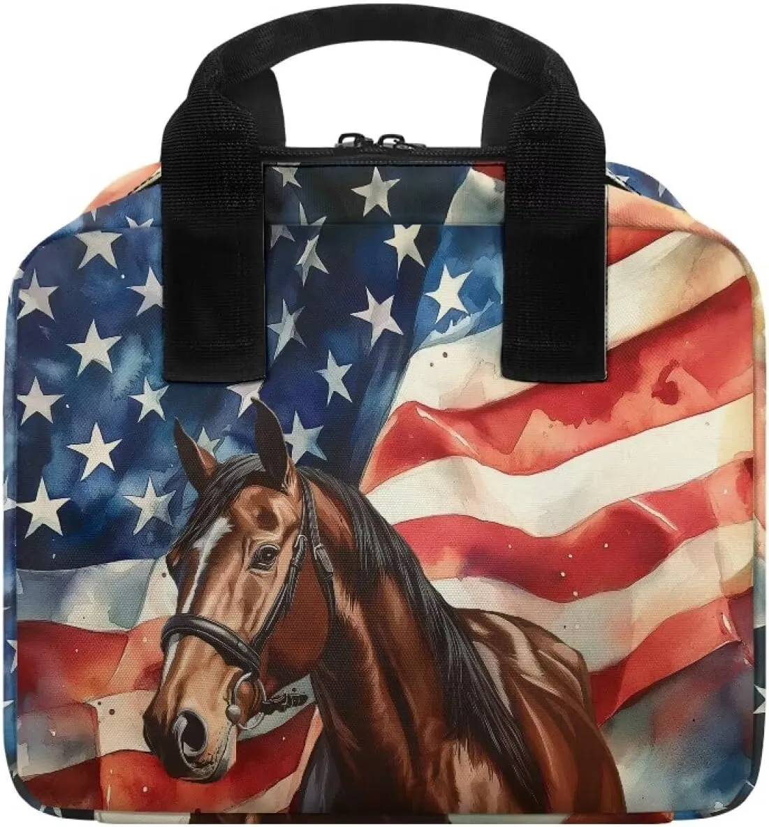 American Flag Horse Bible Cover for Women Bible Case Men Bible Book Cover with Handle Stylish Bible Carrying Case for Traveling and Hiking