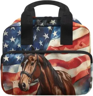 American Flag Horse Bible Cover for Women Bible Case Men Bible Book Cover with Handle Stylish Bible Carrying Case for Traveling and Hiking