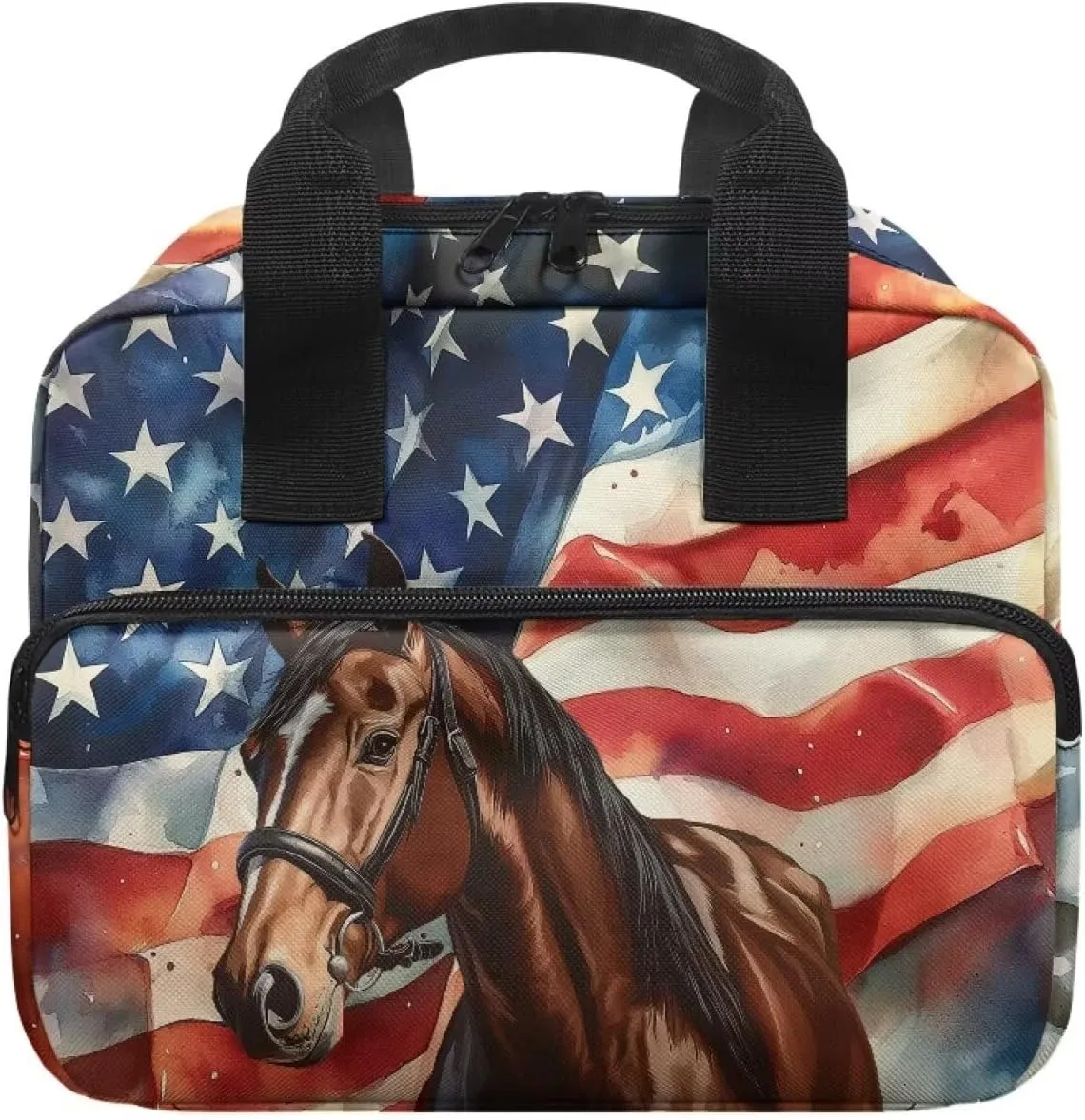 American Flag Horse Bible Cover for Women Bible Case Men Bible Book Cover with Handle Stylish Bible Carrying Case for Traveling and Hiking