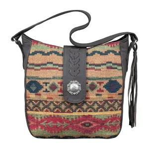 American West Santa Fe Woven Tapestry Soft Zip-Top Shoulder Hobo with Conceal Carry Pocket
