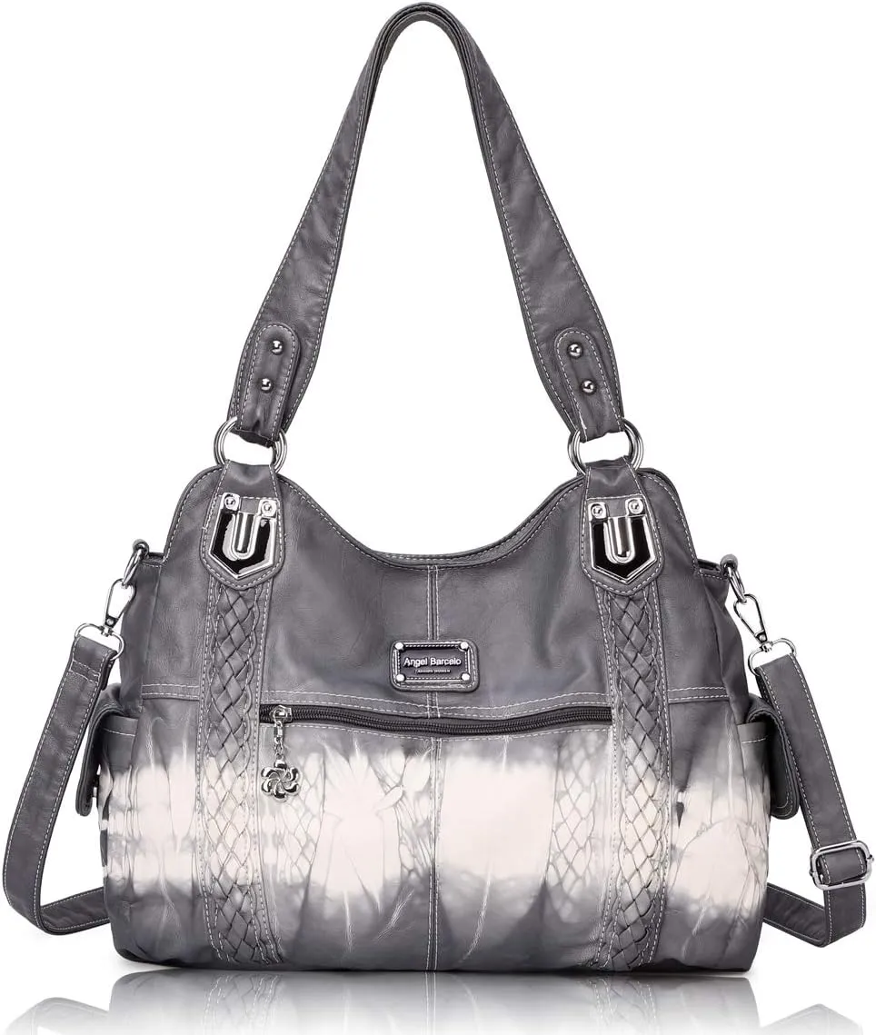 Angel Barcelo Roomy Fashion Hobo Womens Handbags Ladies Purse Satchel Shoulder Bags Tote Washed Leather Bag