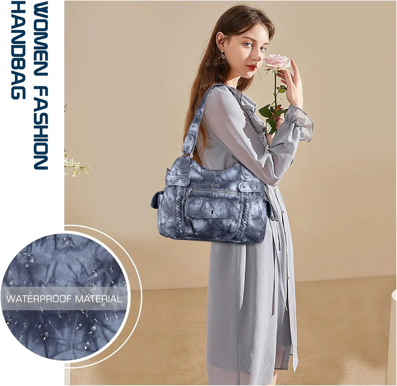 Angel Barcelo Roomy Fashion Hobo Womens Handbags Ladies Purse Satchel Shoulder Bags Tote Washed Leather Bag