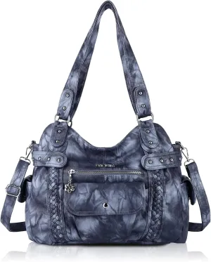 Angel Barcelo Roomy Fashion Hobo Womens Handbags Ladies Purse Satchel Shoulder Bags Tote Washed Leather Bag