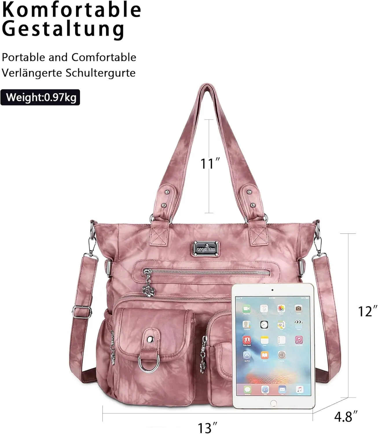 Angel Kiss Purses and Handbag for Women Soft PU Leather Shoulder Handbag Women Tote Satchel Bags Top Handle Satchel