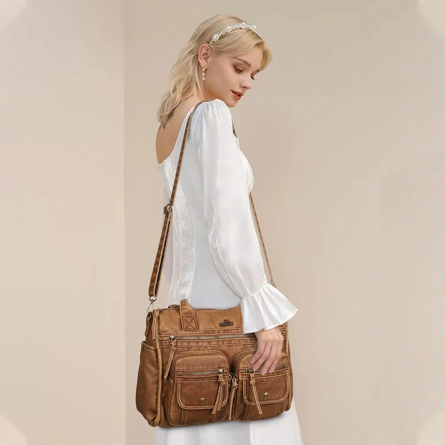 Angelkiss Purses and Handbag for Women Soft Leather Hobo Bags Satchel Shoulder Bags Ladies Tote Crossbody Bag