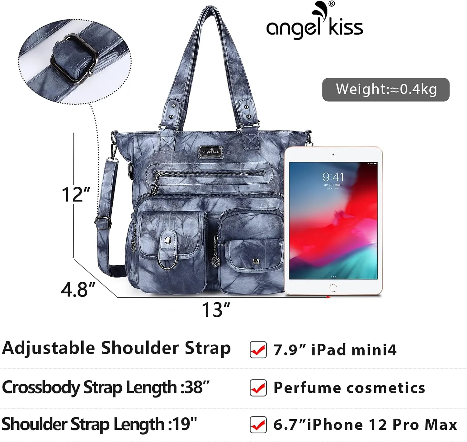 Angelkiss Purses Handbags for Women PU Tote Satchel Bags for Women Pockets Shoulder Bags…