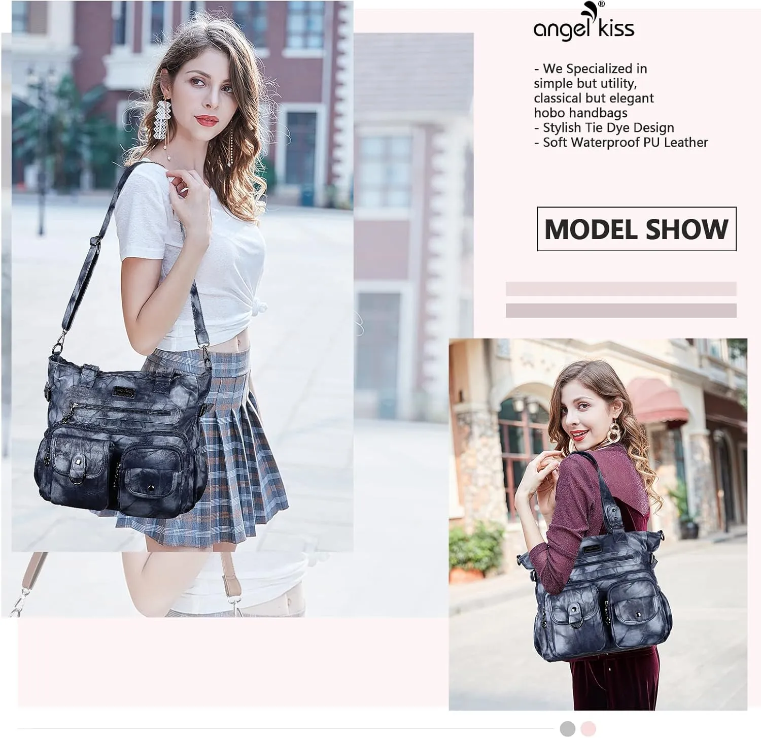 Angelkiss Purses Handbags for Women PU Tote Satchel Bags for Women Pockets Shoulder Bags…