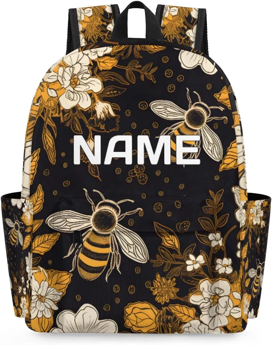 Animal Bee Customized Kids Backpack for Boys Girls Daisy Floral Personalized Preschool Toddler Backpack Kindergarten Nursery Bookbag Travel Children School Bag