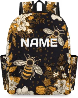 Animal Bee Customized Kids Backpack for Boys Girls Daisy Floral Personalized Preschool Toddler Backpack Kindergarten Nursery Bookbag Travel Children School Bag