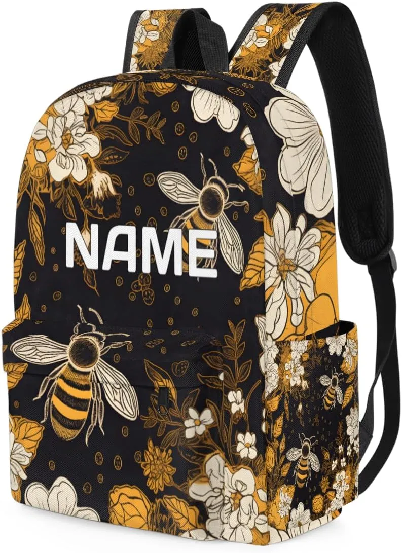 Animal Bee Customized Kids Backpack for Boys Girls Daisy Floral Personalized Preschool Toddler Backpack Kindergarten Nursery Bookbag Travel Children School Bag