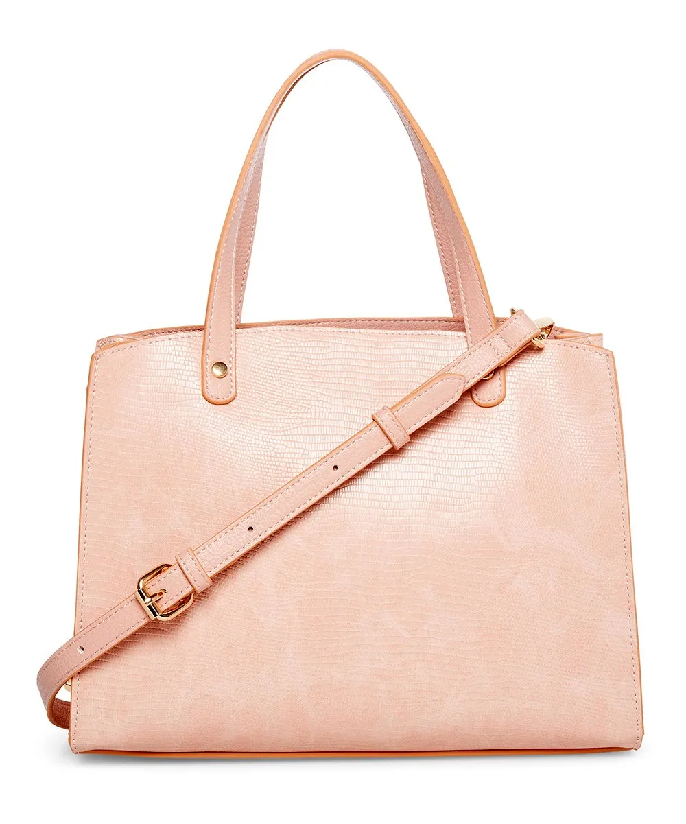 Anne Klein Pale Pink Lizard Embossed Convertible Satchel Womens Bag