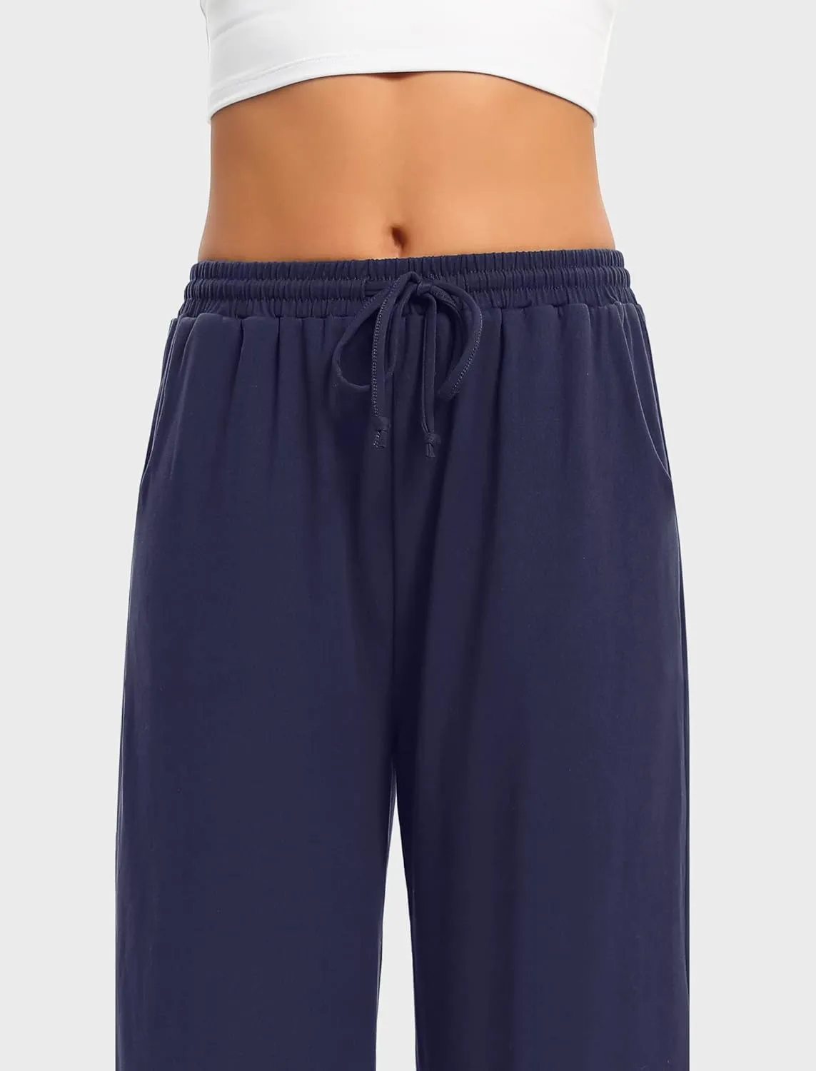 Annenmy Womens Capri Yoga Pants Wide Leg Gym Shorts Quick Dry Drawstring Pants Loose Workout Capris Sweatpants with Pockets