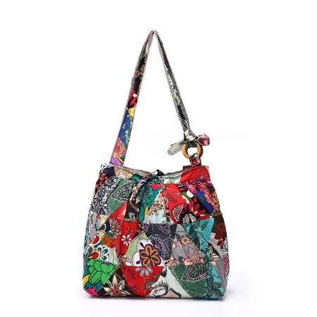 Annmouler Brand Women Shoulder Bag Cotton Fabric Handbags Adjustable Patchwork Hippie Bag Large Capacity Hobo Gypsy Purse