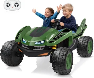 ANPABO 24V Ride on Toy for Big Kids 2 Seater, 4x200W, Max 5.1MPH, Off-Road UTV with EVA Tires, Remote Control, 4-Wheel Suspension, Bluetooth, Ideal Gift for Kids Aged 3-12(Dark Green)