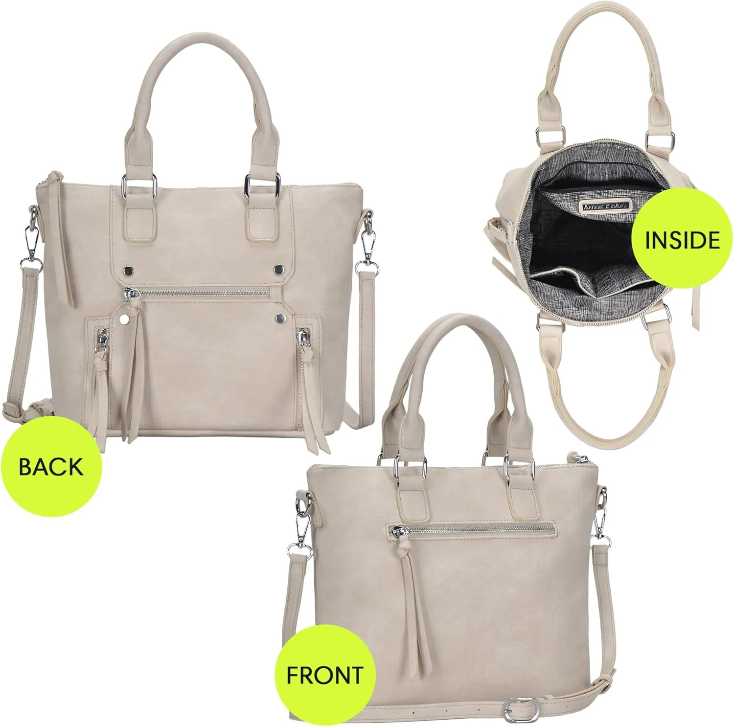 Antik Kraft Clover Satchel | Top Handle Satchel Purse for Women, Vegan Leather Purses and Handbags | 12.5L x 4.5W x 9.5H